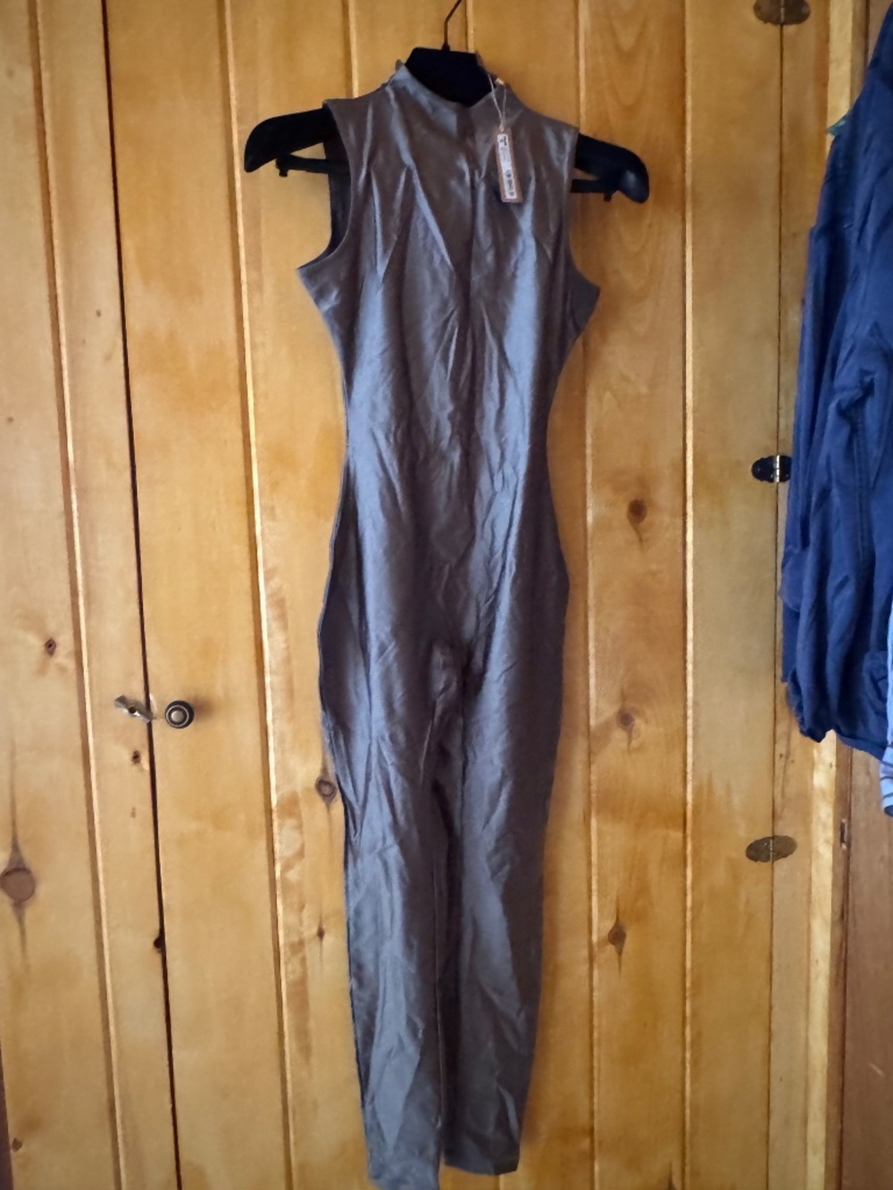 NWT SZ S Small SKIMS Shine Spandex Jersey Catsuit Silver Gray Bodysuit Jumpsuit